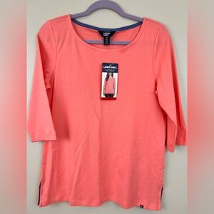 Lands' End Women's Top with 3/4 Length Sleeves in Bright Coral NWT Medium